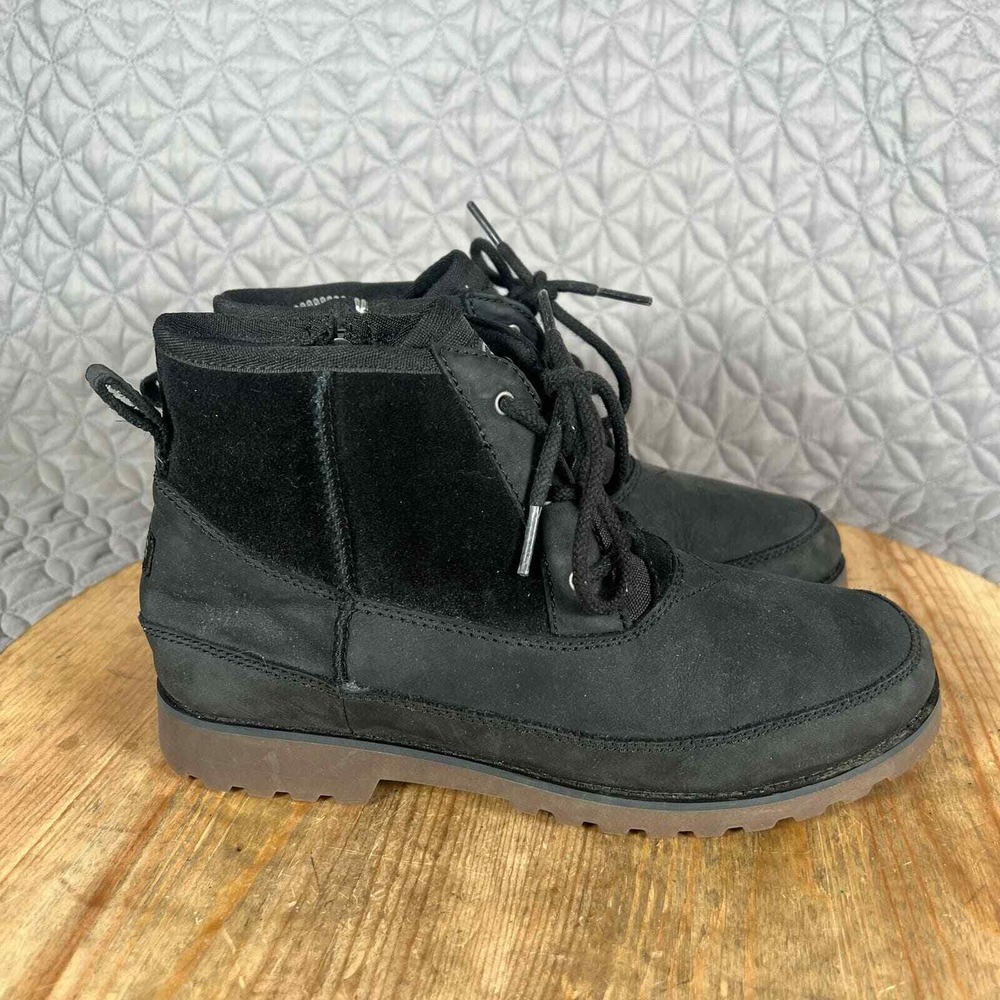 UGG Boots Youth 6 Bradley Ankle Black Water Resistant Suede Leather Shoes